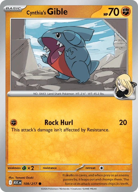 Cynthia's Gible – Reverse Holo · Poké Ball