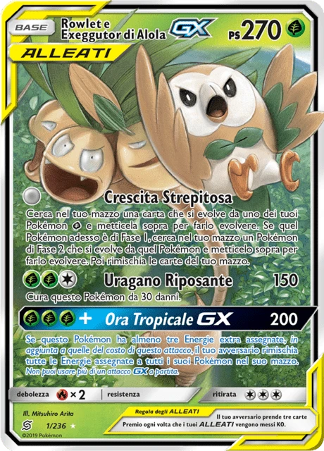 Rowlet e Exeggutor di Alola-GX