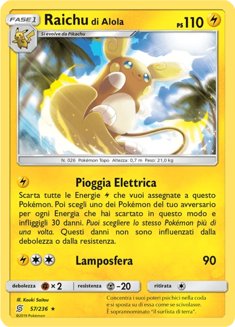 Raichu di Alola – Reverse Holo