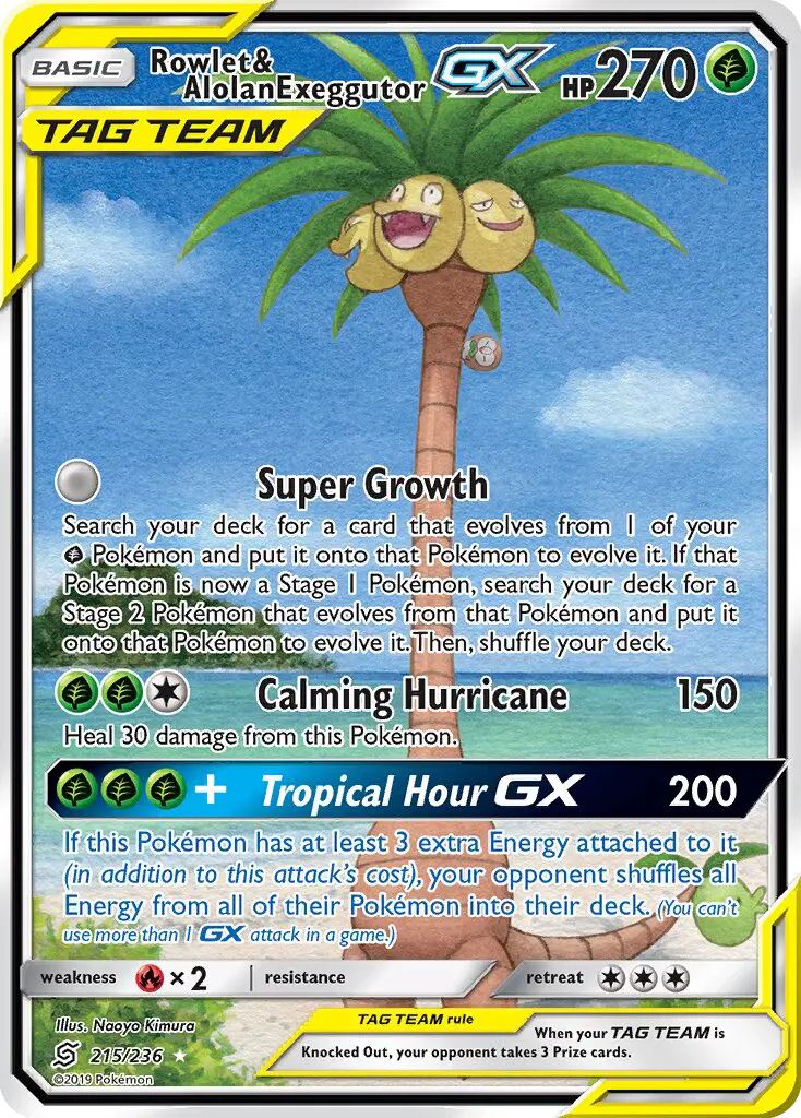 Rowlet & Alolan Exeggutor GX – Holo