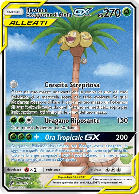 Rowlet e Exeggutor di Alola-GX