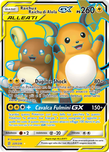 Raichu e Raichu di Alola-GX