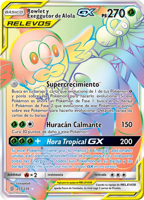 Rowlet y Exeggutor de Alola-GX