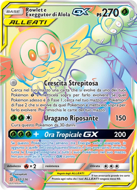Rowlet e Exeggutor di Alola-GX