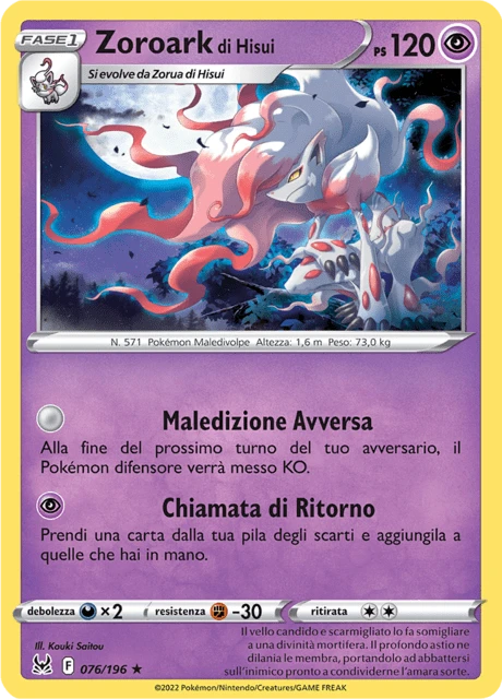 Zoroark di Hisui – Reverse Holo
