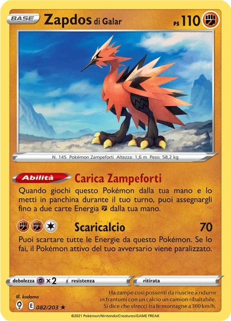 Zapdos di Galar – Reverse Holo